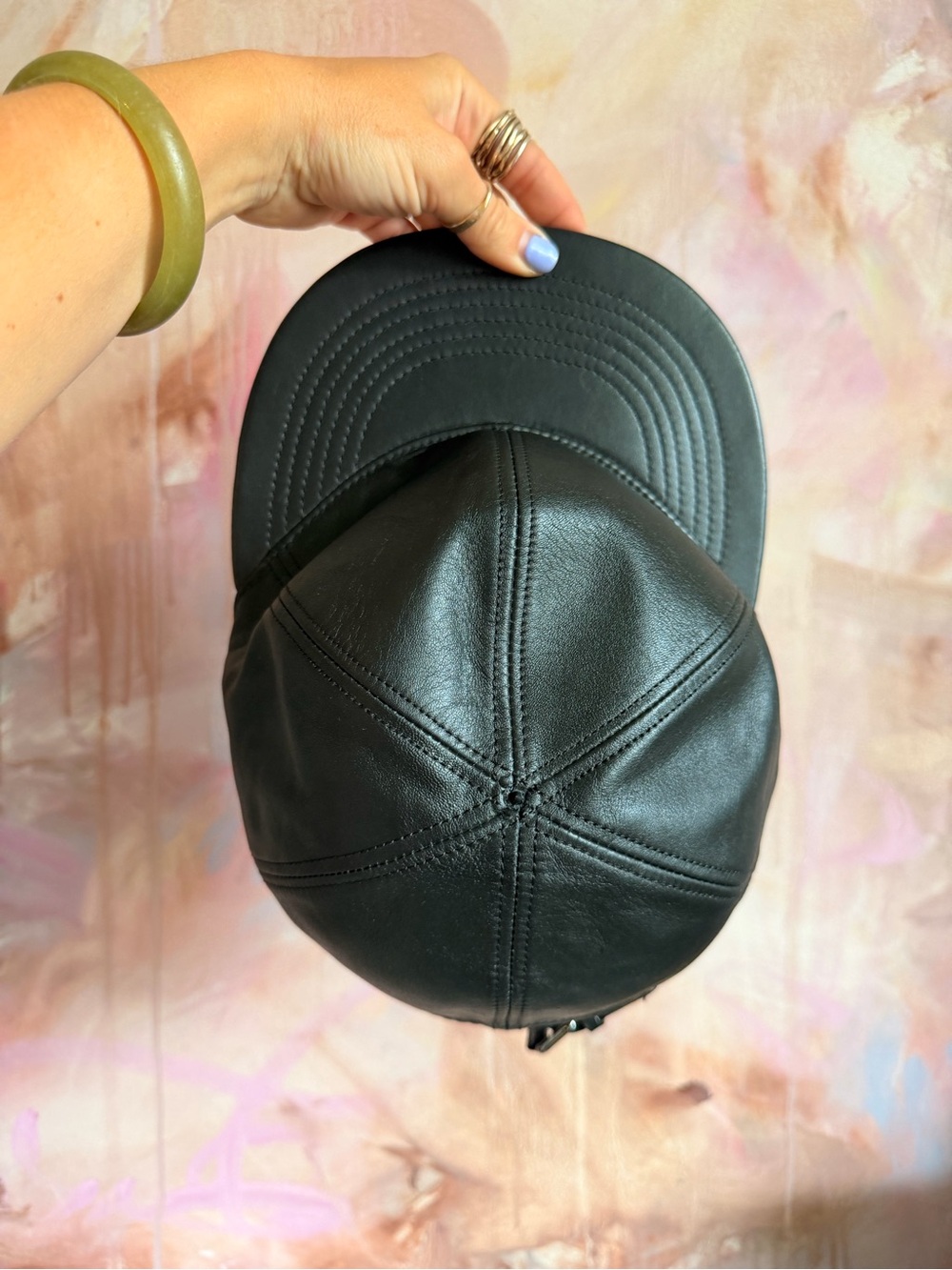 Black Leather Baseball Cap